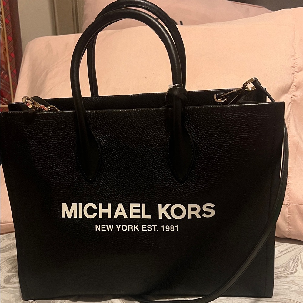Michael Kors Black Pebbled Leather Briefcase